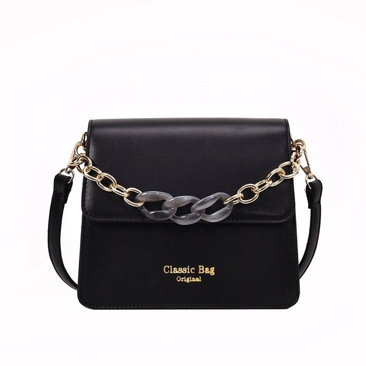 Chain Handle Magnetic Buckle PU Leather Single Shoulder Bag Ladies Handbag Messenger Bag