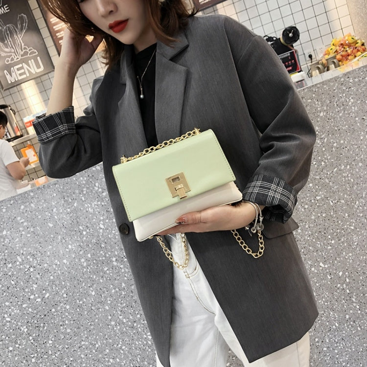 Lock Buckle Color Matching PU Leather Chain Single Shoulder Bag Ladies Handbag Messenger Bag