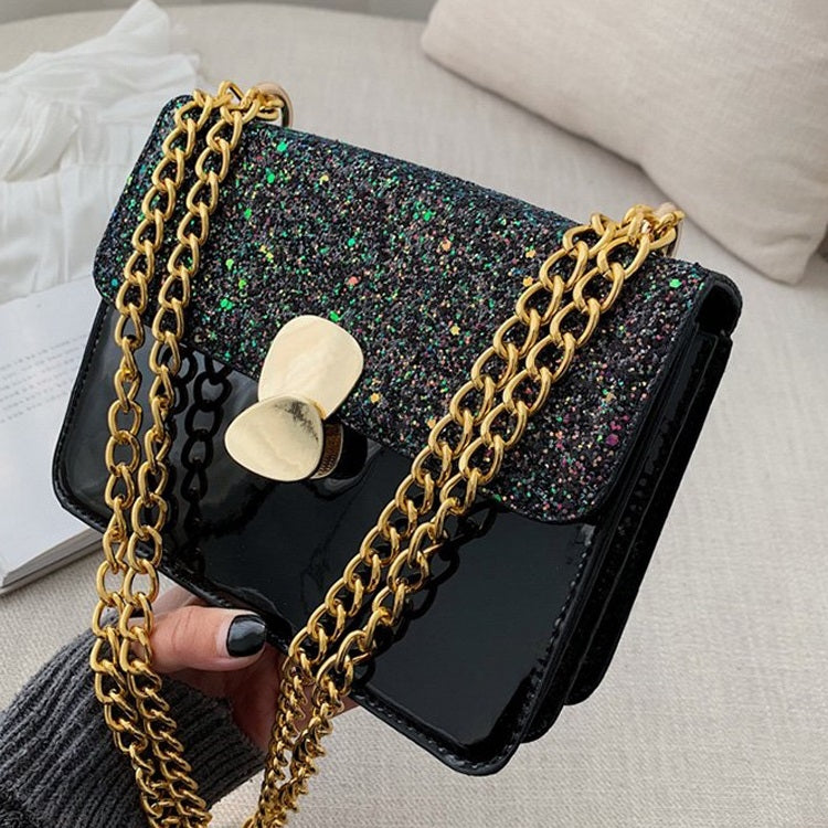 Glitter Magnetic Buckle PU Leather Chain Single Shoulder Bag Ladies Handbag Messenger Bag