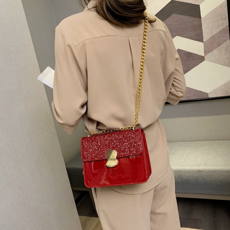 Glitter Magnetic Buckle PU Leather Chain Single Shoulder Bag Ladies Handbag Messenger Bag