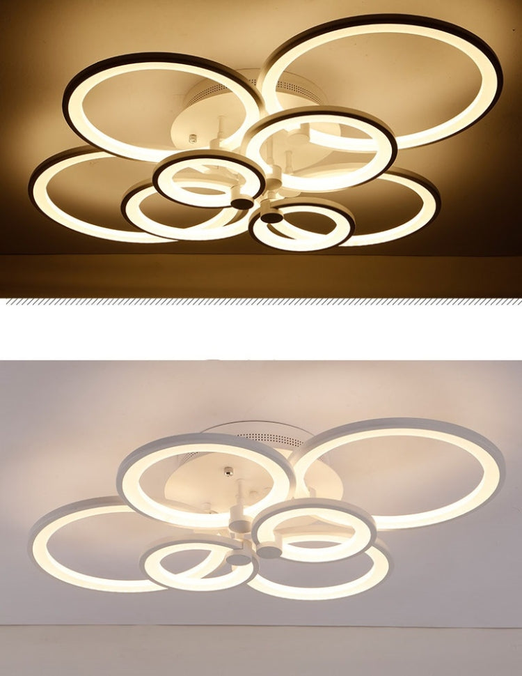74W Creative Round Modern Art LED Ceiling Lamp, Stepless Dimming + Remote Control, 8 Heads