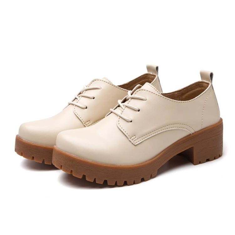Round Head Thick Heel College Wind Style Microfiber Leather Shoes Casual Shoes for Women