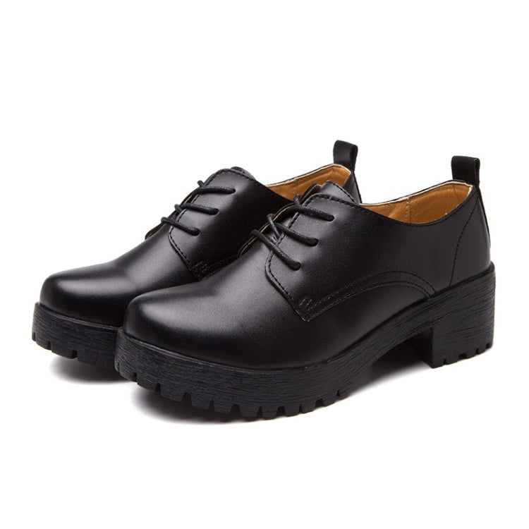 Round Head Thick Heel College Wind Style Microfiber Leather Shoes Casual Shoes for Women