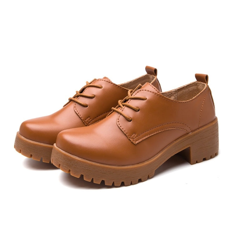 Round Head Thick Heel College Wind Style Microfiber Leather Shoes Casual Shoes for Women