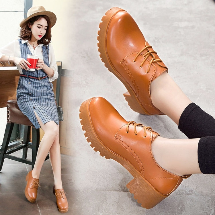 Round Head Thick Heel College Wind Style Microfiber Leather Shoes Casual Shoes for Women