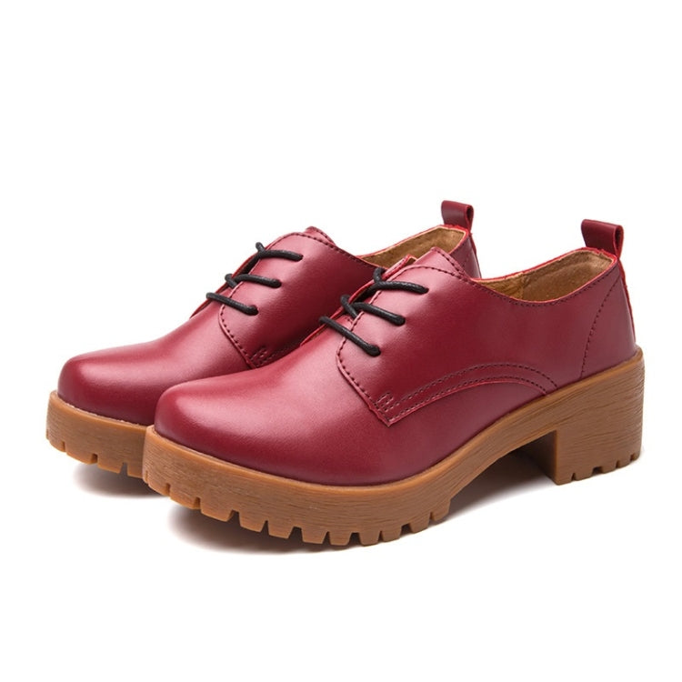 Round Head Thick Heel College Wind Style Microfiber Leather Shoes Casual Shoes for Women