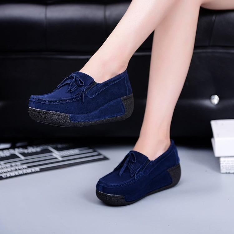 Wedge Muffin Bottom Tassel Suede Casual Shoes for Women