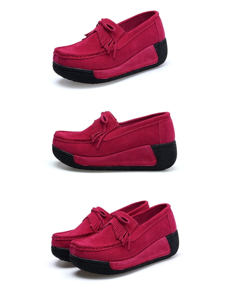 Wedge Muffin Bottom Tassel Suede Casual Shoes for Women