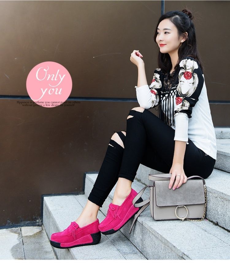 Wedge Muffin Bottom Tassel Suede Casual Shoes for Women