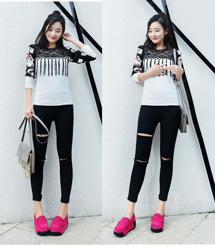 Wedge Muffin Bottom Tassel Suede Casual Shoes for Women