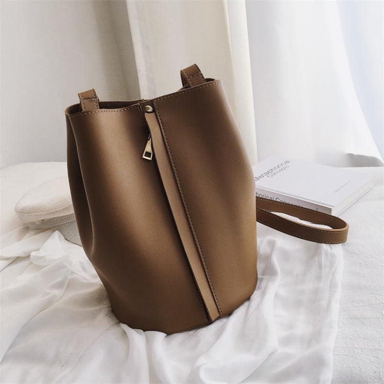 Fashion 2 in 1 Magnetic Buckle Bucket Bag Stitching PU Shoulder Bag Ladies Messenger Bag Handbag