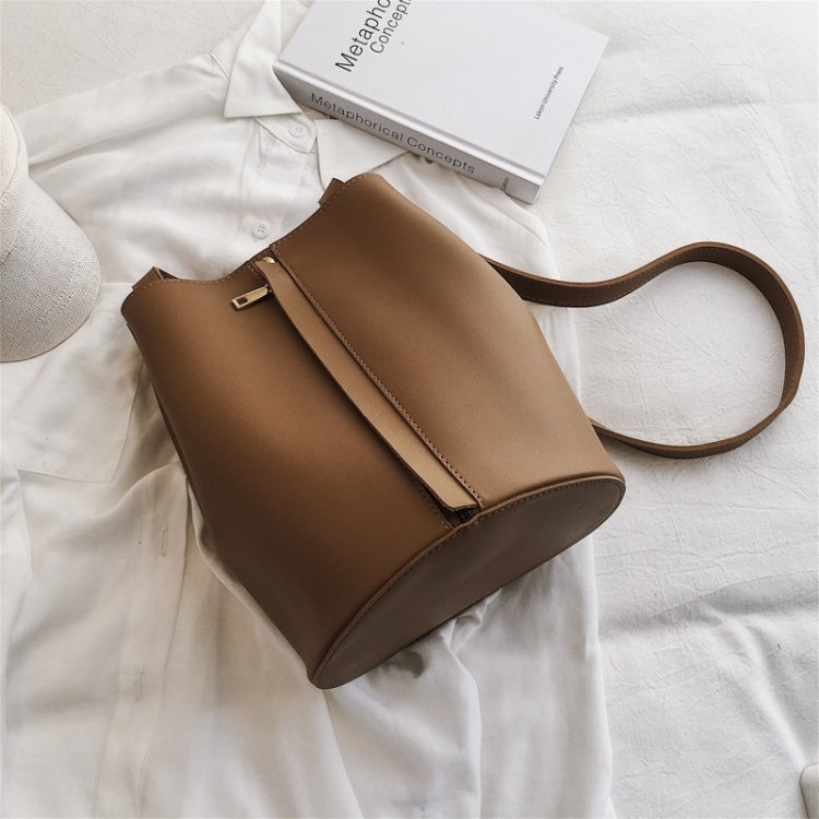 Fashion 2 in 1 Magnetic Buckle Bucket Bag Stitching PU Shoulder Bag Ladies Messenger Bag Handbag