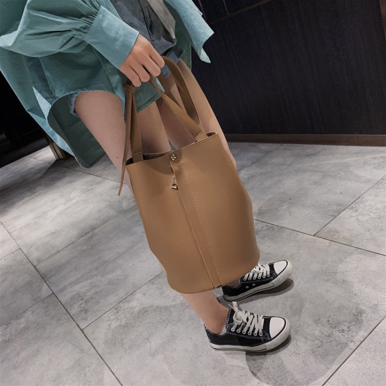 Fashion 2 in 1 Magnetic Buckle Bucket Bag Stitching PU Shoulder Bag Ladies Messenger Bag Handbag