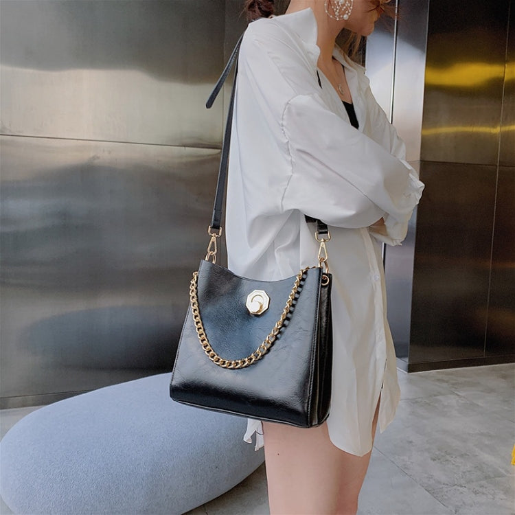 Solid Color Fashion Lock Buckle PU Singe Shoulder Bag Ladies Messenger Bag Chain Handbag