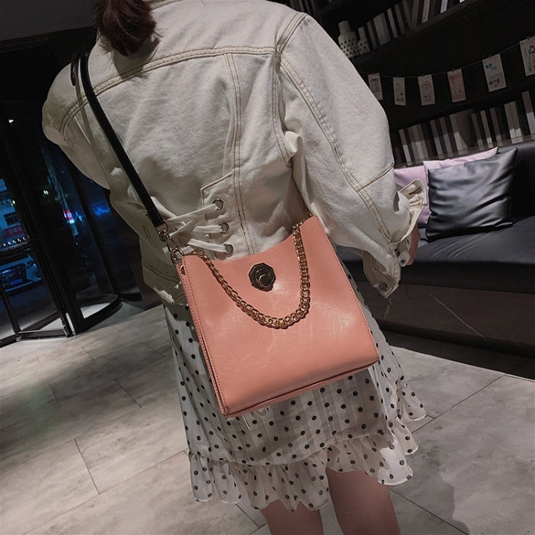 Solid Color Fashion Lock Buckle PU Singe Shoulder Bag Ladies Messenger Bag Chain Handbag