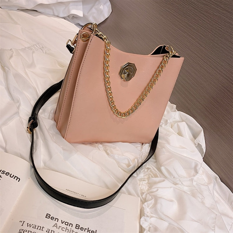 Solid Color Fashion Lock Buckle PU Singe Shoulder Bag Ladies Messenger Bag Chain Handbag