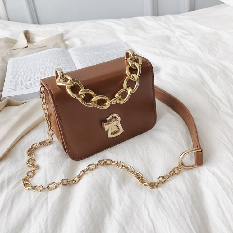 Fashion Small Square Bag Lock Buckle PU Single Shoulder Bag Ladies Messenger Bag Chain Handbag, Size: L