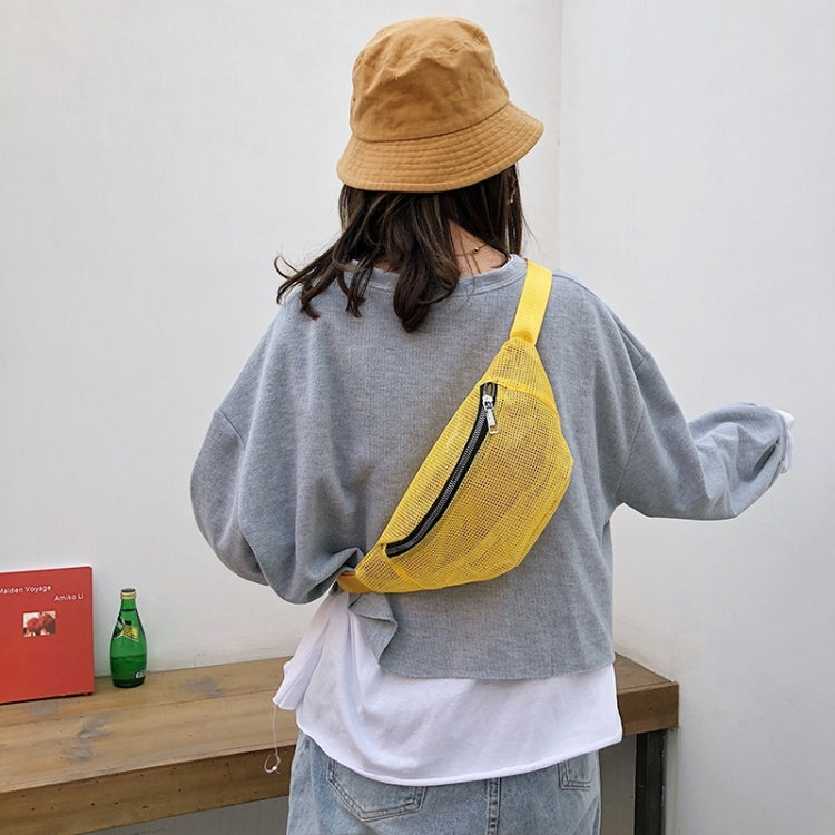 Fashion Mesh Single Shoulder Bag Zipper Messenger Bag Sports Waist Chest Bag