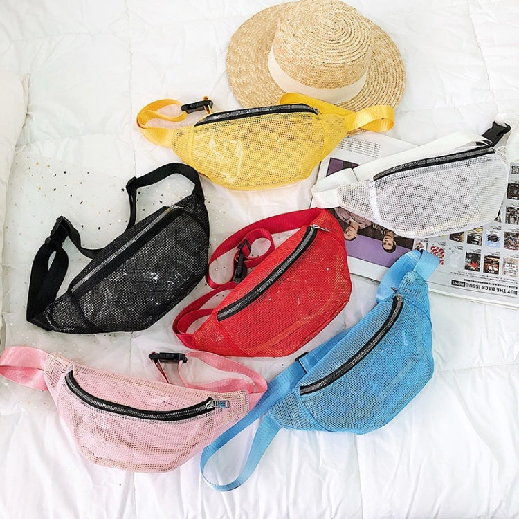 Fashion Mesh Single Shoulder Bag Zipper Messenger Bag Sports Waist Chest Bag