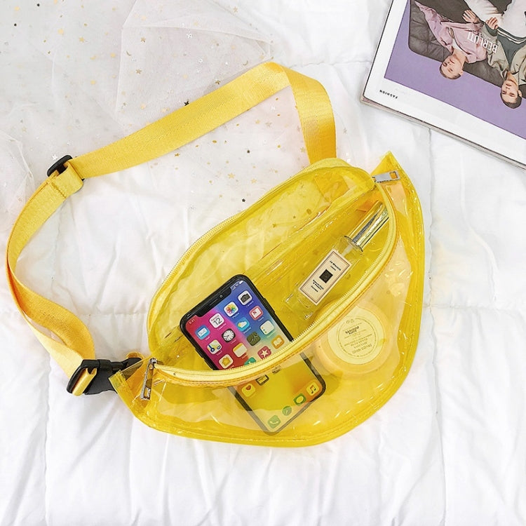 Fashion Transparent PVC Single Shoulder Bag Zipper Ladies Messenger Bag  Chest Waist Pockets Bag