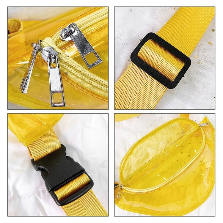 Fashion Transparent PVC Single Shoulder Bag Zipper Ladies Messenger Bag  Chest Waist Pockets Bag