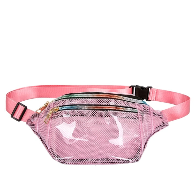 Fashion Transparent Plastic Mesh Single Shoulder Bag Colorful Zipper Ladies Messenger Bag Chest Waist Pockets Bag