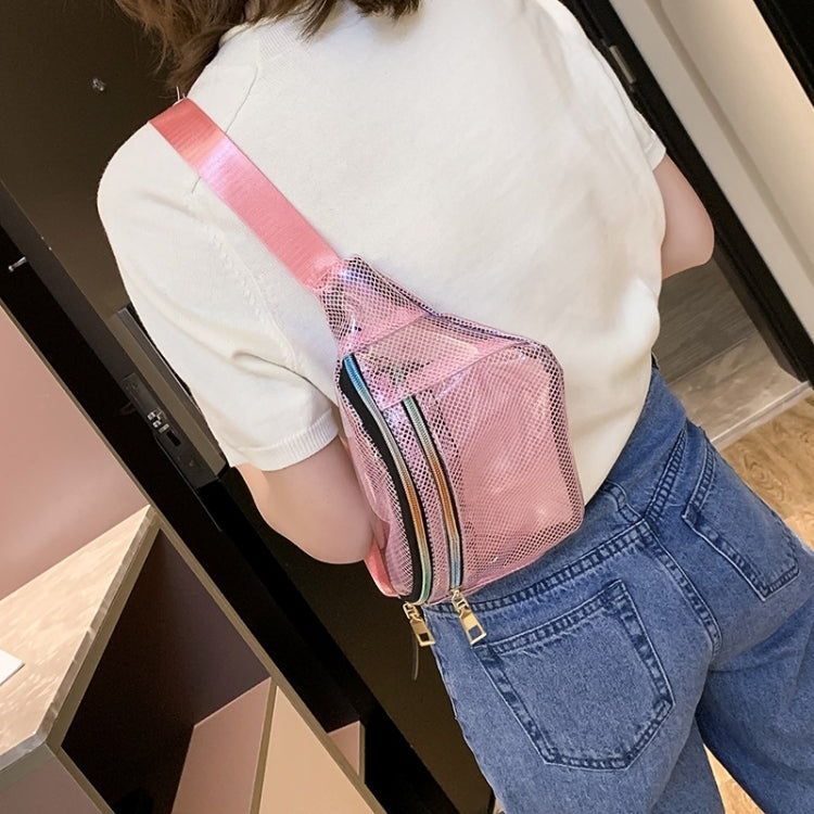 Fashion Transparent Plastic Mesh Single Shoulder Bag Colorful Zipper Ladies Messenger Bag Chest Waist Pockets Bag