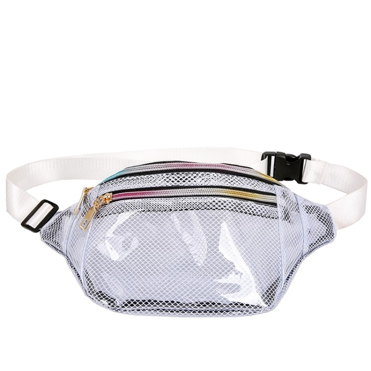 Fashion Transparent Plastic Mesh Single Shoulder Bag Colorful Zipper Ladies Messenger Bag Chest Waist Pockets Bag