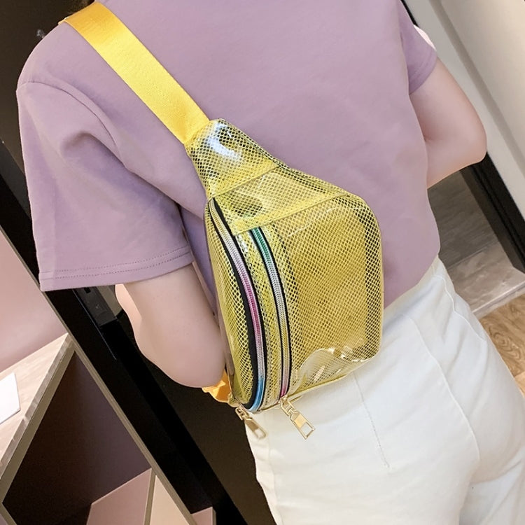 Fashion Transparent Plastic Mesh Single Shoulder Bag Colorful Zipper Ladies Messenger Bag Chest Waist Pockets Bag