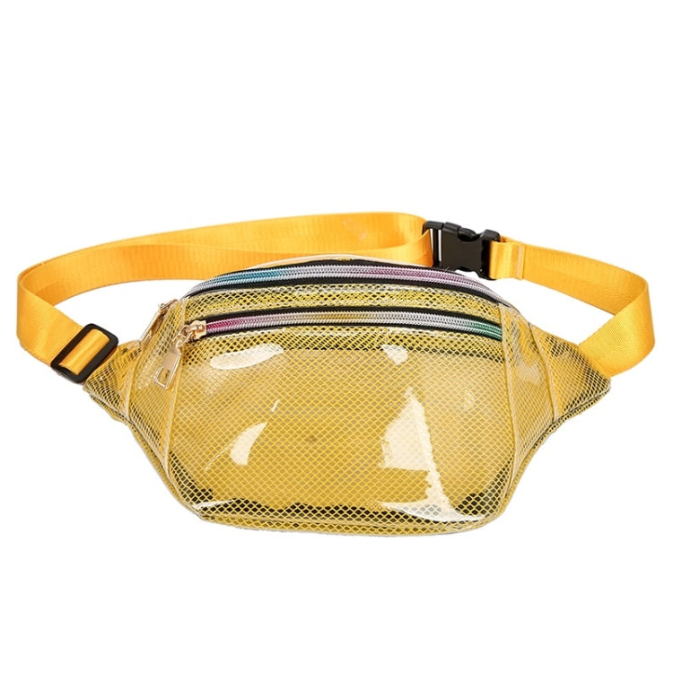 Fashion Transparent Plastic Mesh Single Shoulder Bag Colorful Zipper Ladies Messenger Bag Chest Waist Pockets Bag