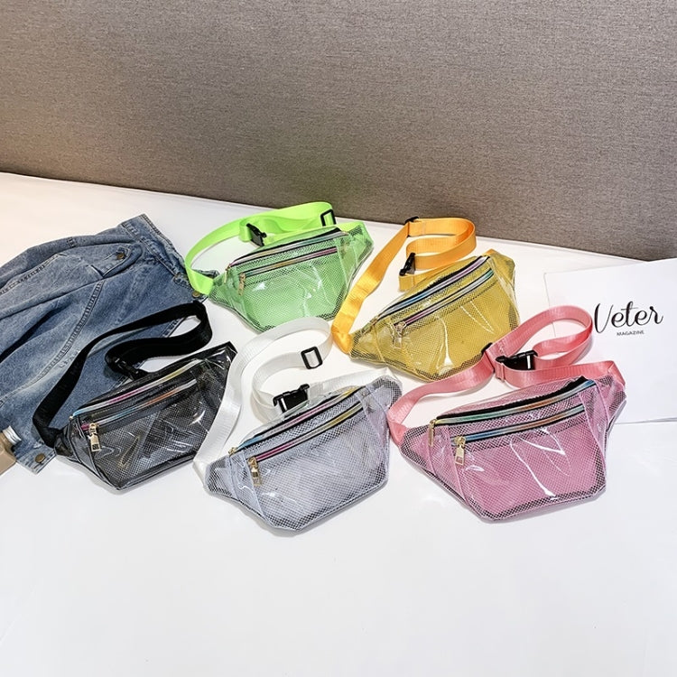 Fashion Transparent Plastic Mesh Single Shoulder Bag Colorful Zipper Ladies Messenger Bag Chest Waist Pockets Bag