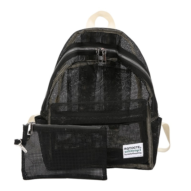 2 in 1 Fashion Mesh Multi-function Double-shoulder Bag Casual Shool Backpack Bag