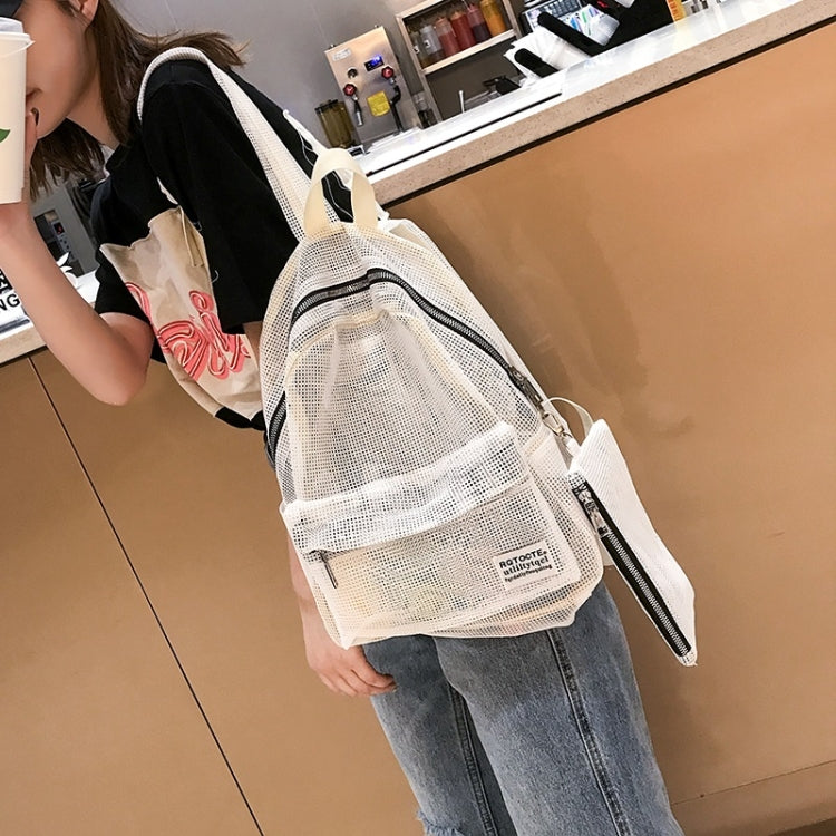 2 in 1 Fashion Mesh Multi-function Double-shoulder Bag Casual Shool Backpack Bag