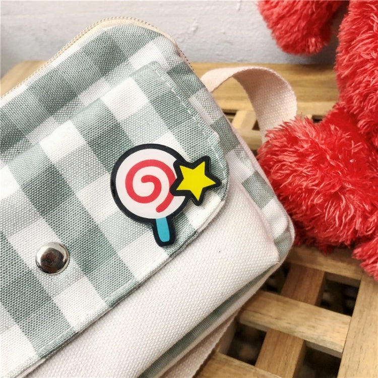 Fresh Simple Lattice Pattern Cute Lollipop Decoration Canvas Shoulder Bag Casual Ladies Messenger Bag