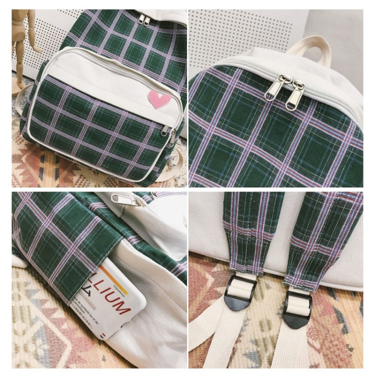 Large-capacity Heart Lattice Pattern Casual Double Shoulders Bag Casual Backpack Couple School Bag