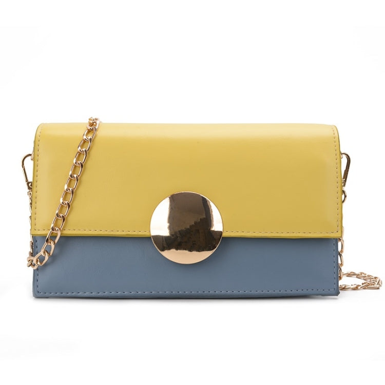 Round Buckle Color Matching PU Leather Chain Single Shoulder Bag Ladies Handbag Messenger Bag