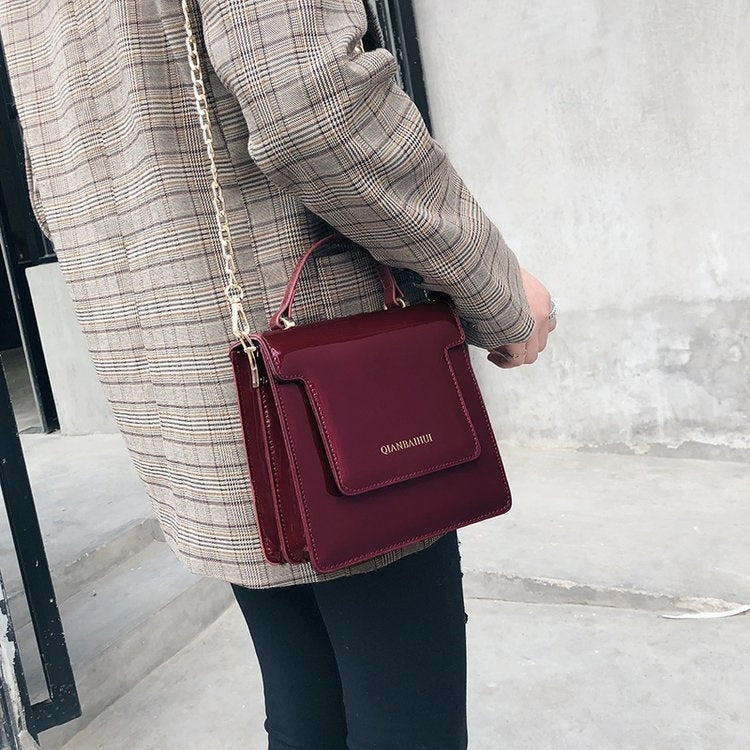 Magnetic Buckle Coating PU Leather Single Shoulder Bag Ladies Handbag Messenger Bag (Red)