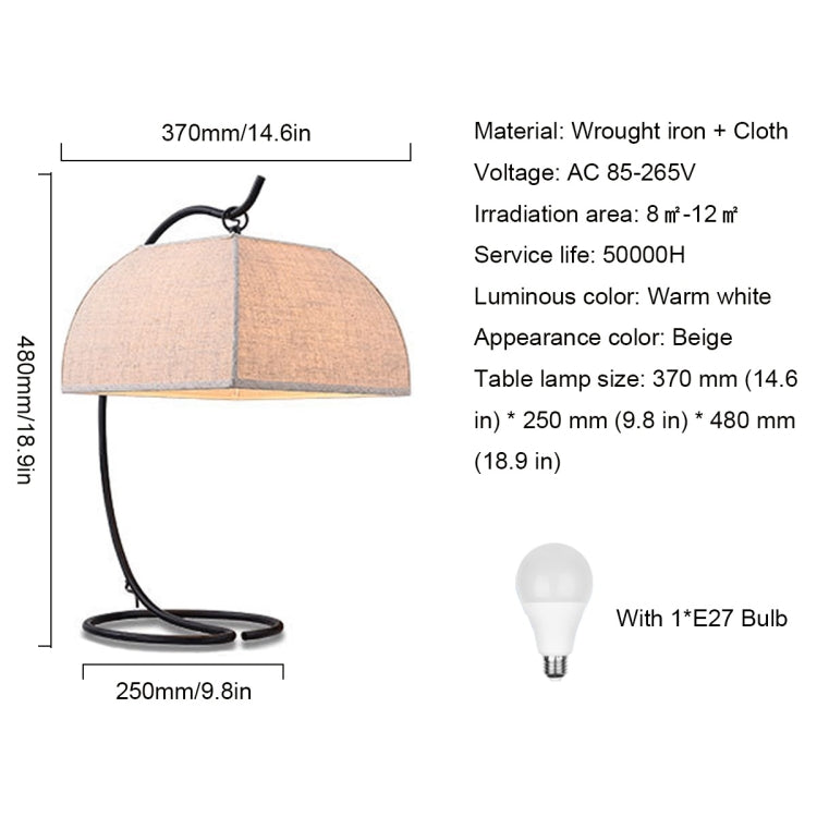 YWXLight New Chinese Table Lamp Bedroom Bedside Lamp Simple Creative Room Lamp American Wrought Iron Living Room Study Table Lamp
