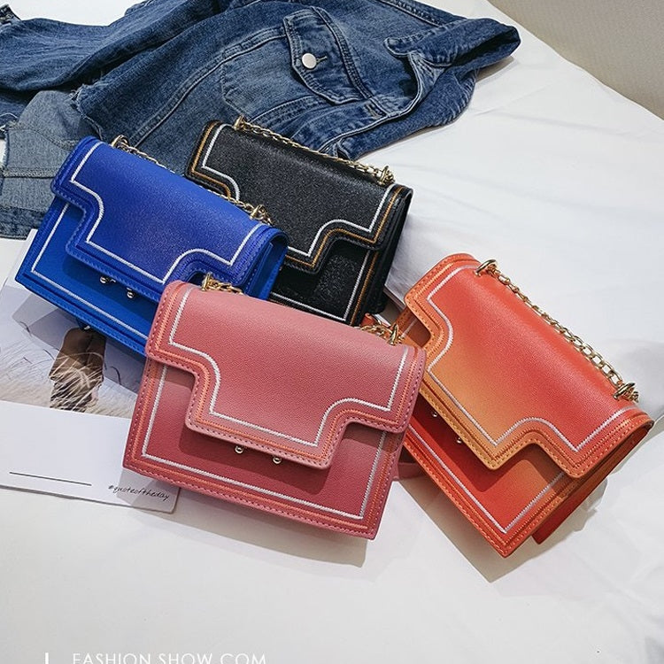 Lock Buckle Gradient PU Leather Chain Single Shoulder Bag Ladies Handbag Messenger Bag