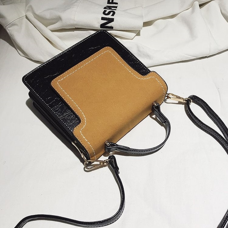 Magnetic Buckle Matte Color Matching PU Leather Single Shoulder Bag Ladies Handbag Messenger Bag