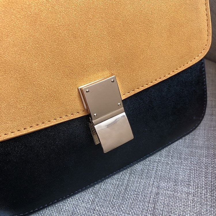 Lock Buckle Matte Color Matching PU Leather Single Shoulder Bag Ladies Handbag Messenger Bag (Red)