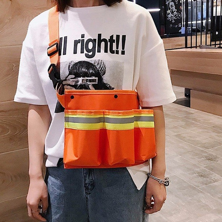 Reflective Strip Fire Fighting Package Single Shoulder Bag Messenger Bag (Orange)