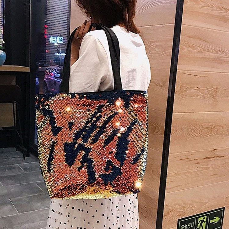Sequin Tote Bag Single Shoulder Bag Ladies Handbag Messenger Bag (Brown)