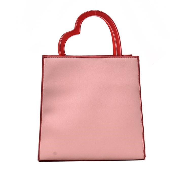 Heart Handle PU Leather Single Shoulder Bag Ladies Handbag Messenger Bag