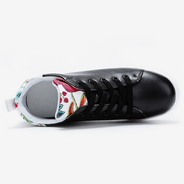 Thick Bottom Increased Versatile Printed Microfiber Leather Wild Casual Shoes for Women