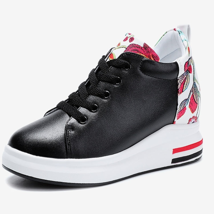 Thick Bottom Increased Versatile Printed Microfiber Leather Wild Casual Shoes for Women