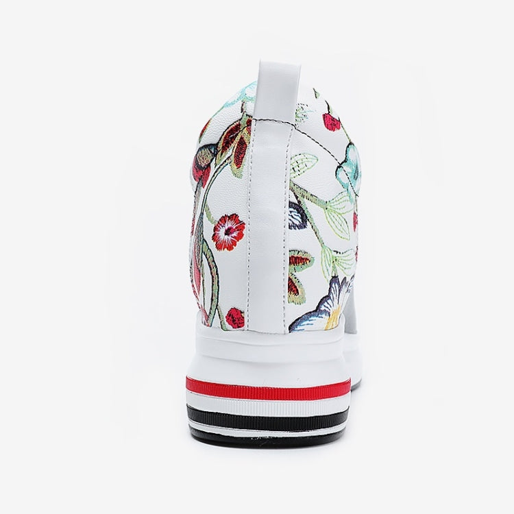 Thick Bottom Increased Versatile Printed Microfiber Leather Wild Casual Shoes for Women