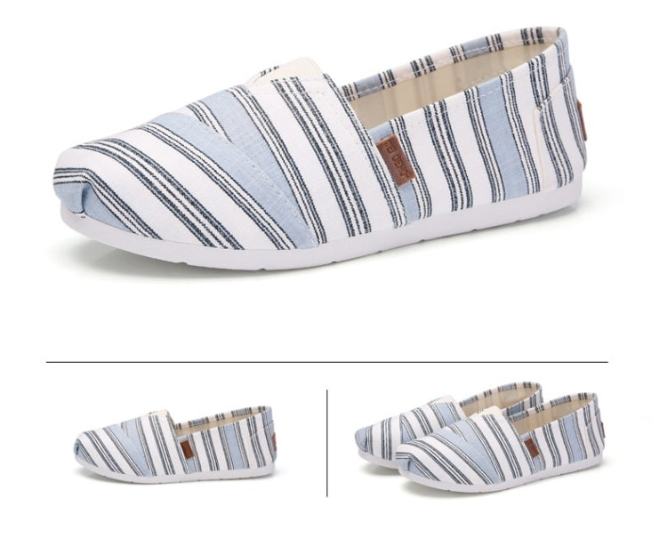 Comfortable and Breathable Wild Striped One-legged Canvas Shoes for Women