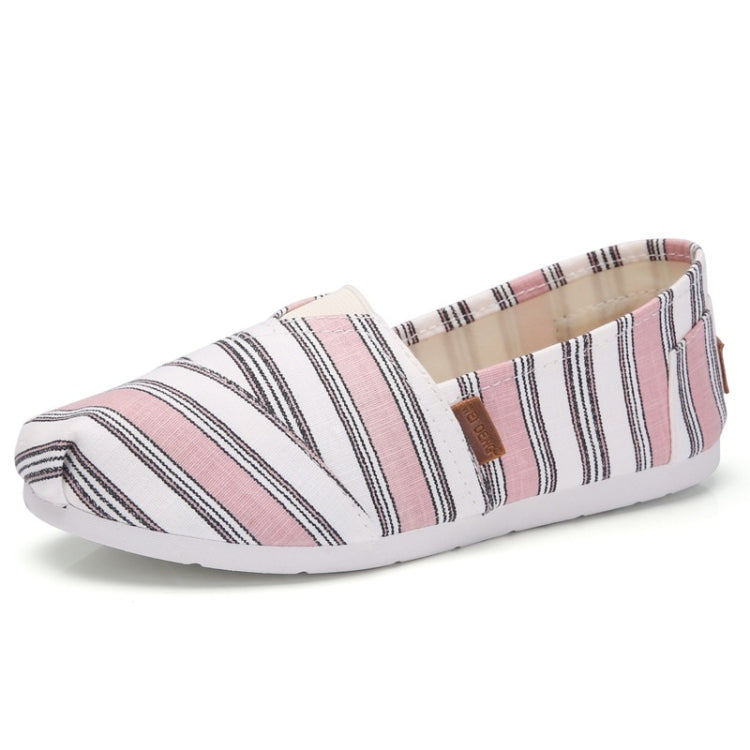 Comfortable and Breathable Wild Striped One-legged Canvas Shoes for Women