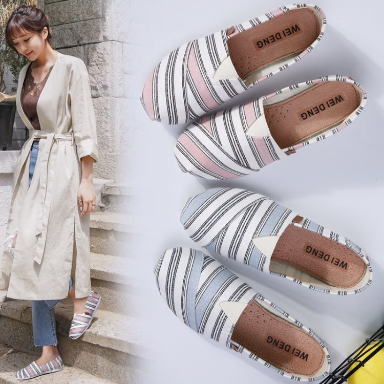 Comfortable and Breathable Wild Striped One-legged Canvas Shoes for Women